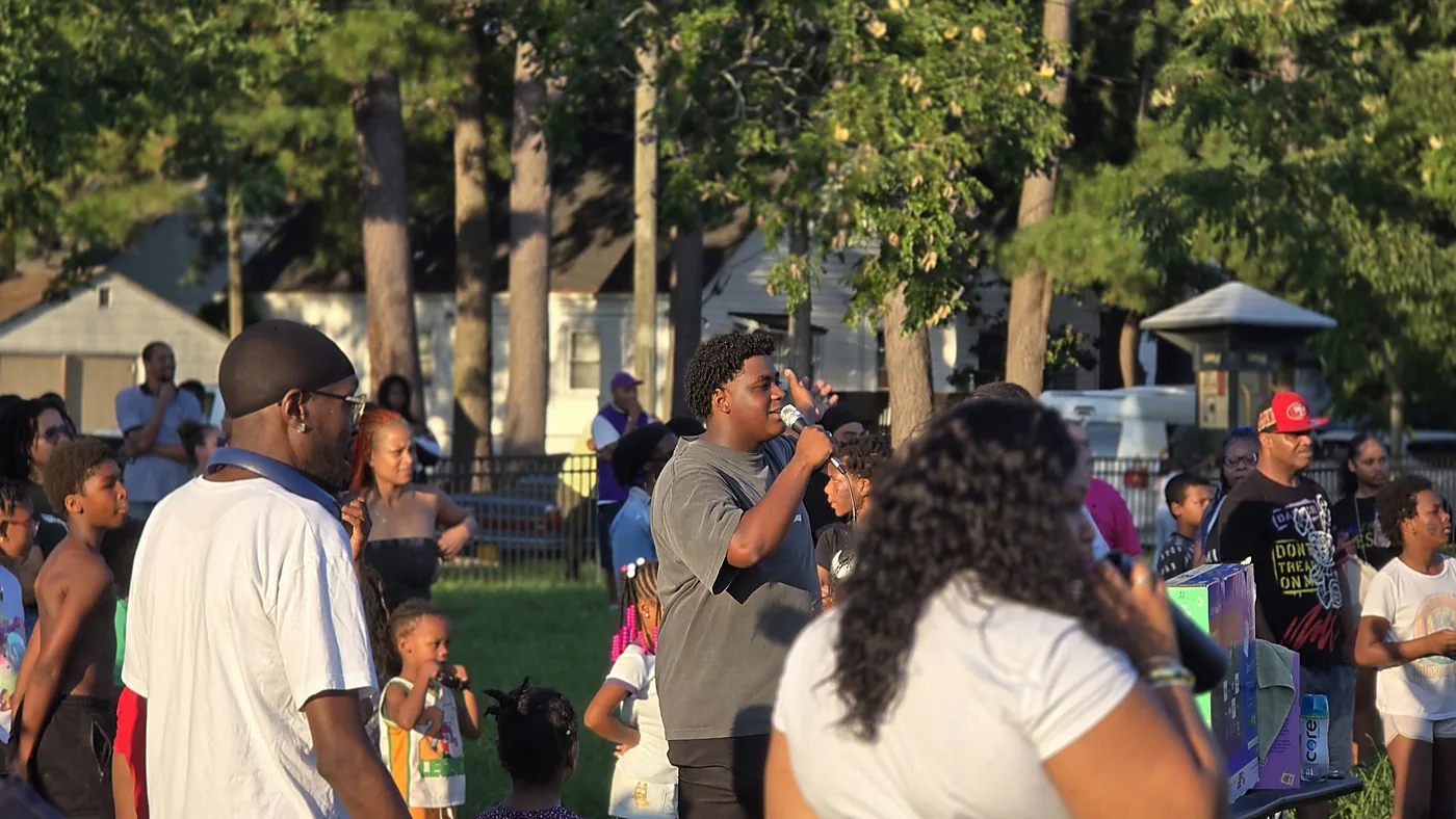 Community outreach gathering in a park